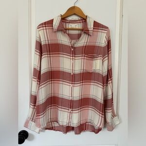 Caslon Cream Plaid Button Down Shirt - Size XL